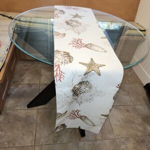 NWOT seashell and Coral Patterned Seventy inch table runner